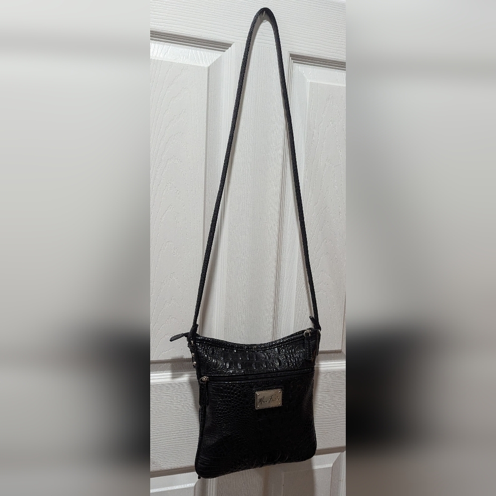 Marc Fisher Croc Embossed Crossbody Bag In Black